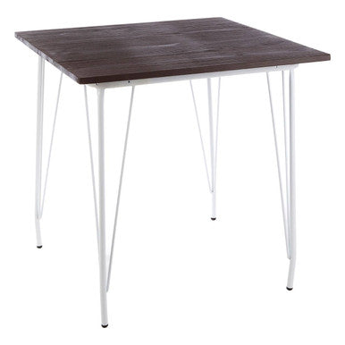White Metal Legs & Brown Elm Wood Top Square Dining Table, District