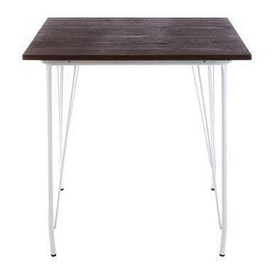 White Metal Legs & Brown Elm Wood Top Square Dining Table, District