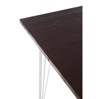 White Metal Legs & Brown Elm Wood Top Square Dining Table, District