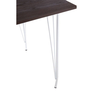 White Metal Legs & Brown Elm Wood Top Square Dining Table, District