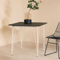 White Metal Legs & Brown Elm Wood Top Square Dining Table, District
