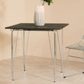 Silver Chrome Metal Legs & Brown Elm Wood Top Table, District