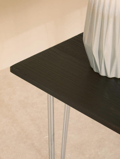 Silver Chrome Metal Legs & Brown Elm Wood Top Table, District