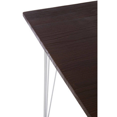 Silver Chrome Metal Legs & Brown Elm Wood Top Table, District
