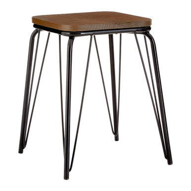 District Black Metal & Elm Small Wood Stool