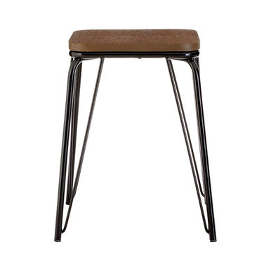 District Black Metal & Elm Small Wood Stool