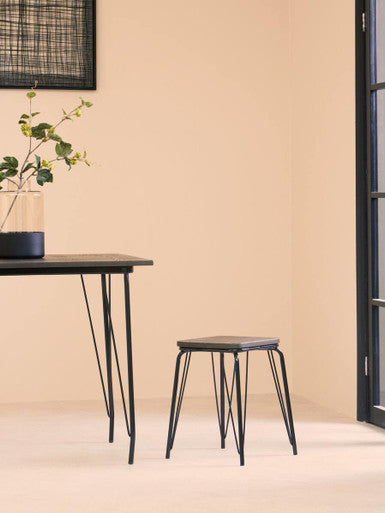 District Black Metal & Elm Small Wood Stool