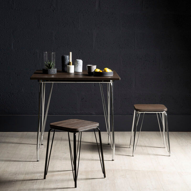 District Black Metal & Elm Small Wood Stool