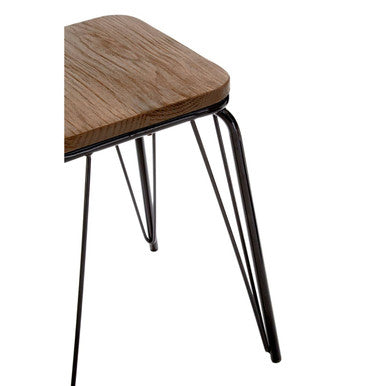 District Black Metal & Elm Small Wood Stool