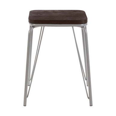 District Grey Metal & Elm Small Wood Stool