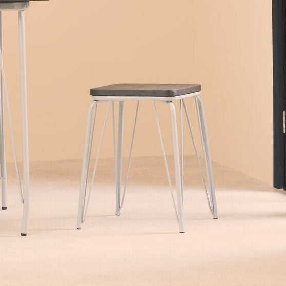 District Grey Metal & Elm Small Wood Stool