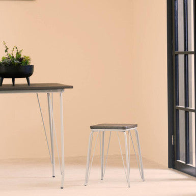 District Grey Metal & Elm Small Wood Stool