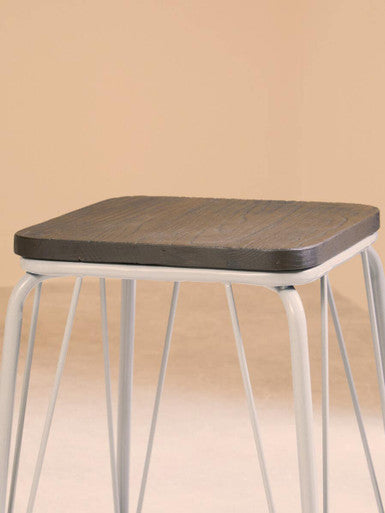 District Grey Metal & Elm Small Wood Stool