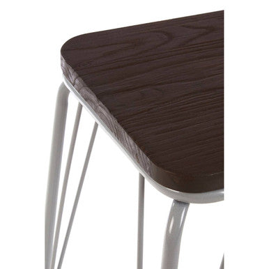 District Grey Metal & Elm Small Wood Stool