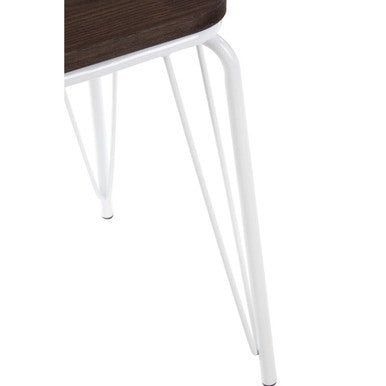 District White Metal & Elm Small Wood Stool