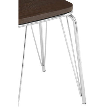 District Chrome Metal & Elm Small Wood Stool