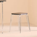 District Chrome Metal & Elm Small Wood Stool