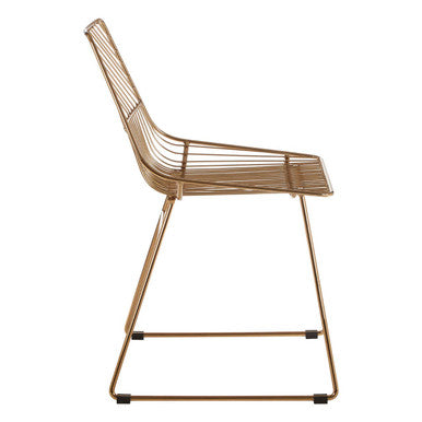 District Small Gold Metal Wire Chair
