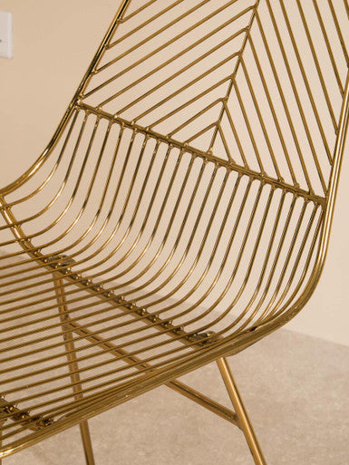 District Small Gold Metal Wire Chair