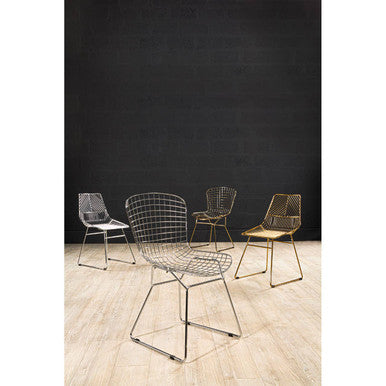 District Small Gold Metal Wire Chair