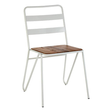 District White Metal & Elm Wood Chair