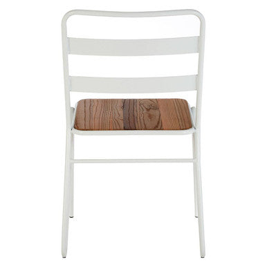 District White Metal & Elm Wood Chair