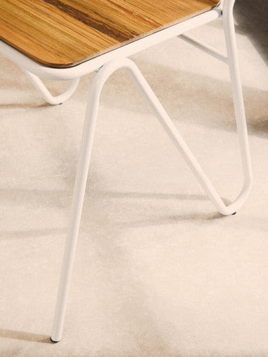 District White Metal & Elm Wood Chair