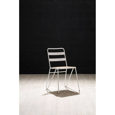 District White Metal & Elm Wood Chair