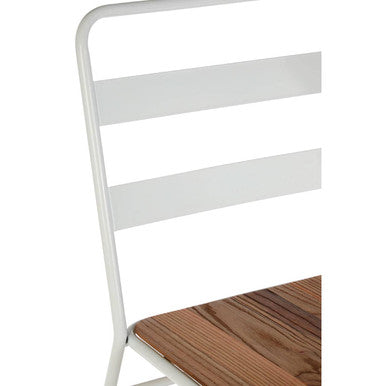 District White Metal & Elm Wood Chair