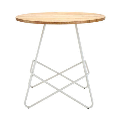 White Metal Legs & Natural Elm Wood Top Round Dining Table, District