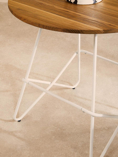 White Metal Legs & Natural Elm Wood Top Round Dining Table, District
