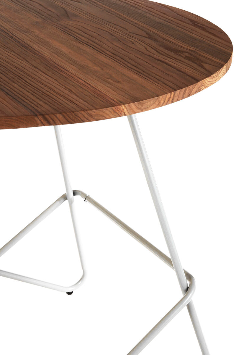 White Metal Legs & Natural Elm Wood Top Round Dining Table, District