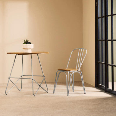 Grey Metal Legs & Natural Elm Wood Top Round Dining Table, District