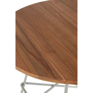 Grey Metal Legs & Natural Elm Wood Top Round Dining Table, District