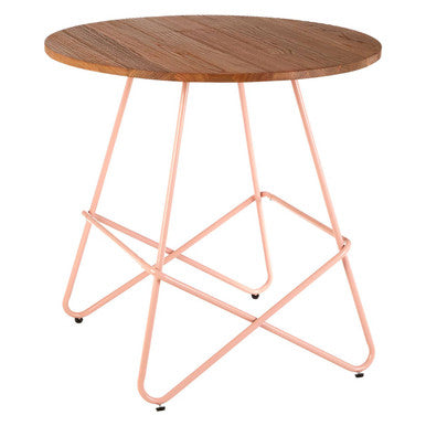 Pink Metal Legs & Natural Elm Wood Top Round Dining Table, District