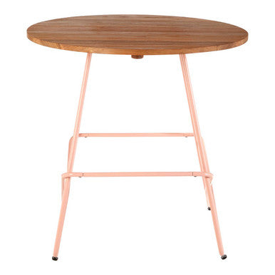 Pink Metal Legs & Natural Elm Wood Top Round Dining Table, District