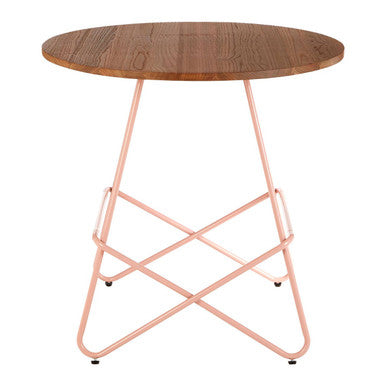 Pink Metal Legs & Natural Elm Wood Top Round Dining Table, District