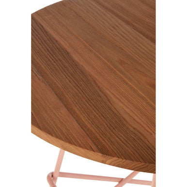 Pink Metal Legs & Natural Elm Wood Top Round Dining Table, District