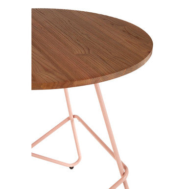 Pink Metal Legs & Natural Elm Wood Top Round Dining Table, District