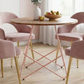 Pink Metal Legs & Natural Elm Wood Top Round Dining Table, District