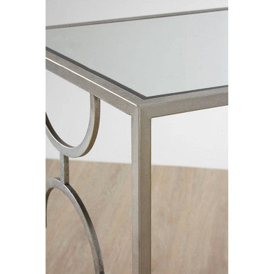 Set Of 2 Tempered Glass Top Side Table With Silver Leaf Base, Merlin