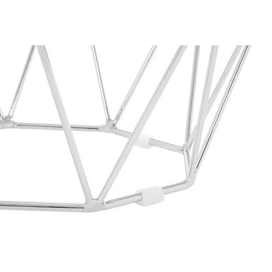 Tempered Glass Top Hexagon End Table With Silver Stainless Steel Geometric Base, Allure