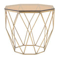 Brush Brushed Bronze Metal Geometric Side Table With Hexagonal Tempered Glass Top, Allure