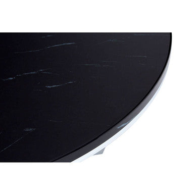 Round Black Marble Coffee Table With Chrome Lattice Leg Design, Allure