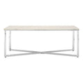 White Marble Coffee Table With Chrome Lattice Leg Design, Allure