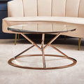 Rose Gold Stainless Steel Base Round Coffee Table With Tempered Glass Top, Allure