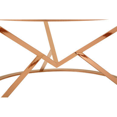 Rose Gold Stainless Steel Base Round Coffee Table With Tempered Glass Top, Allure