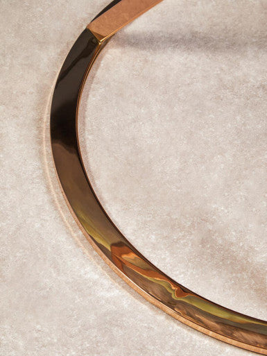 Rose Gold Stainless Steel Base Round End Table With Tempered Glass Top, Allure