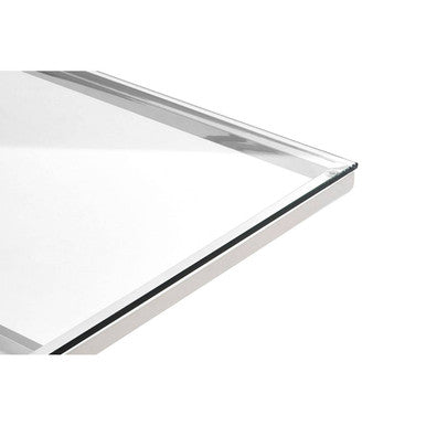 Tempered Glass Top Coffee Table With Silver Sculptural Pyramid Frame Base, Allure