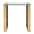 Champagne Gold Stainless Steel Cross Legs End Table With Tempered Glass Top, Allure